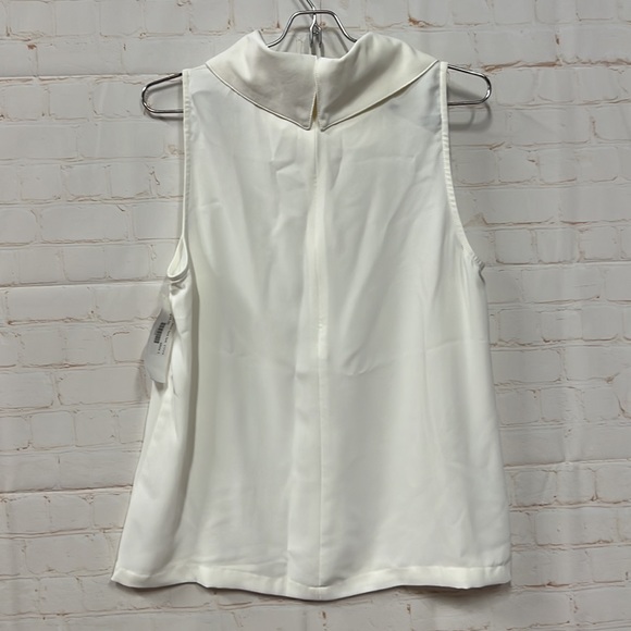 NWT TCEC White Mock Neck Zipper Back Blouse Size Large - Picture 4 of 8